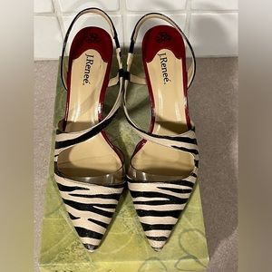 J. Renee Vitti Red/Zebra Print Heel (Size 8.5)